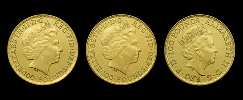 イギリス 2016年 ブリタニア Bullion 100ポンド(1oz)金貨(3枚セット):裸-UNIVERSAL COIN